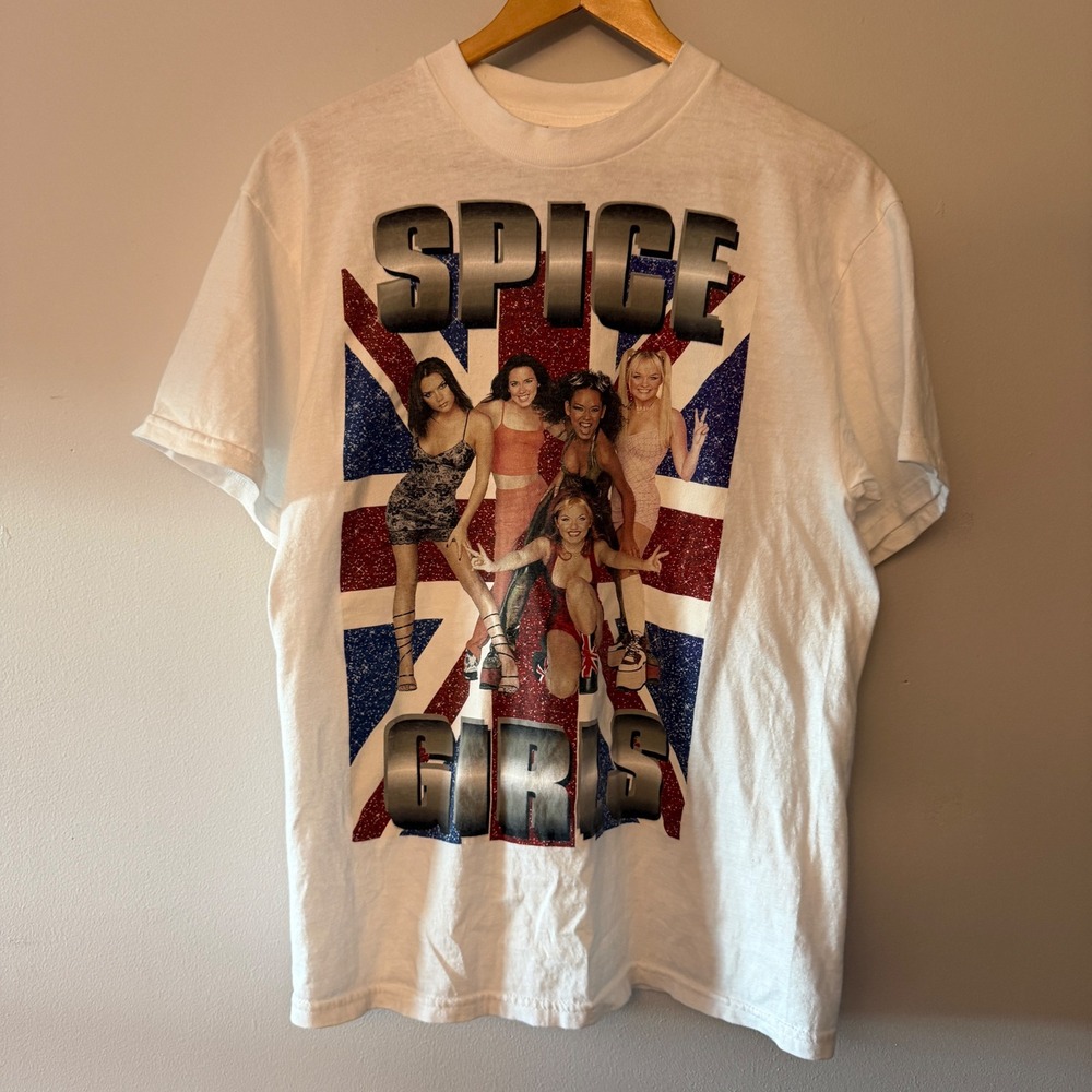 Vintage 1998 Spice Girls USA Tour T-Shirt Tultex White Mens Medium 90s Pop Rock